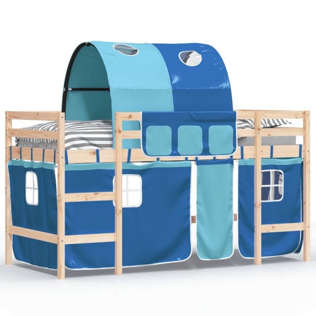 vidaXL Kinderbett Kinderhochbett mit Tunnel Blau 80x200 cm Massivholz Kiefe günstig online kaufen