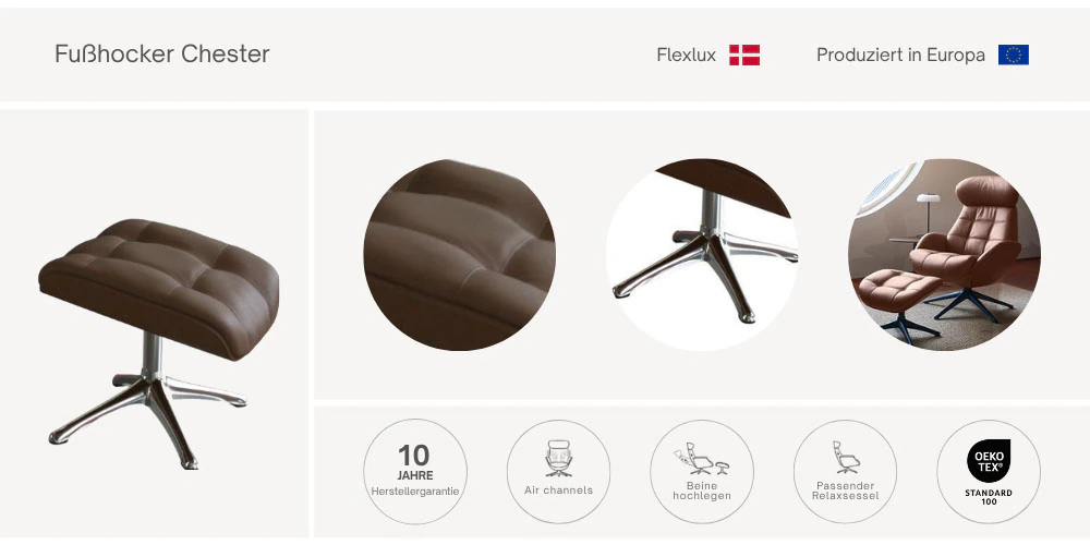 FLEXLUX Fußhocker "Chester, Beinauflage, Entspannung, Hoher Komfort, Ergono günstig online kaufen