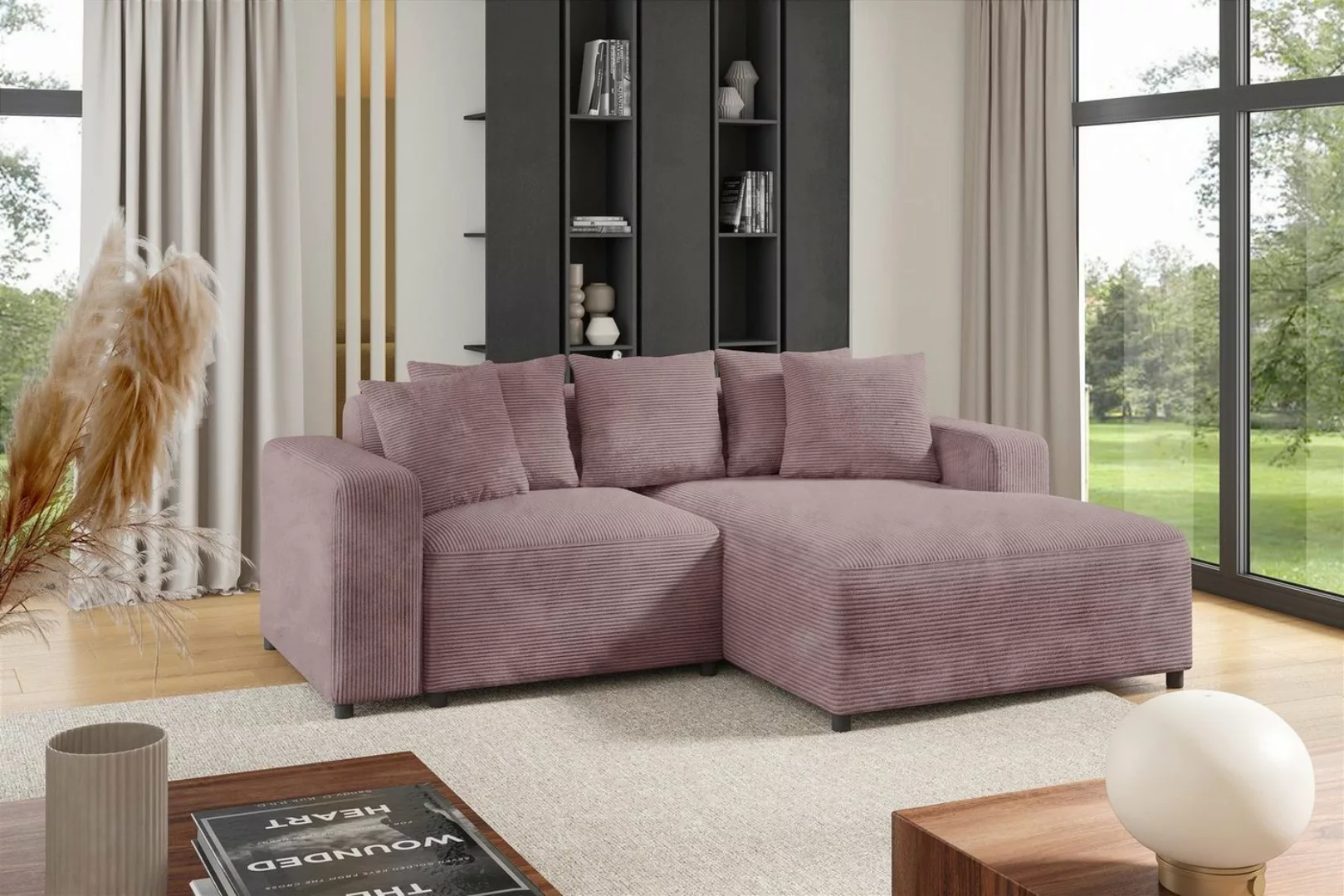 Fun Möbel Ecksofa Designersofa MEGAN XS in Stoff Poso, inkl. 5 Zierkissen, günstig online kaufen