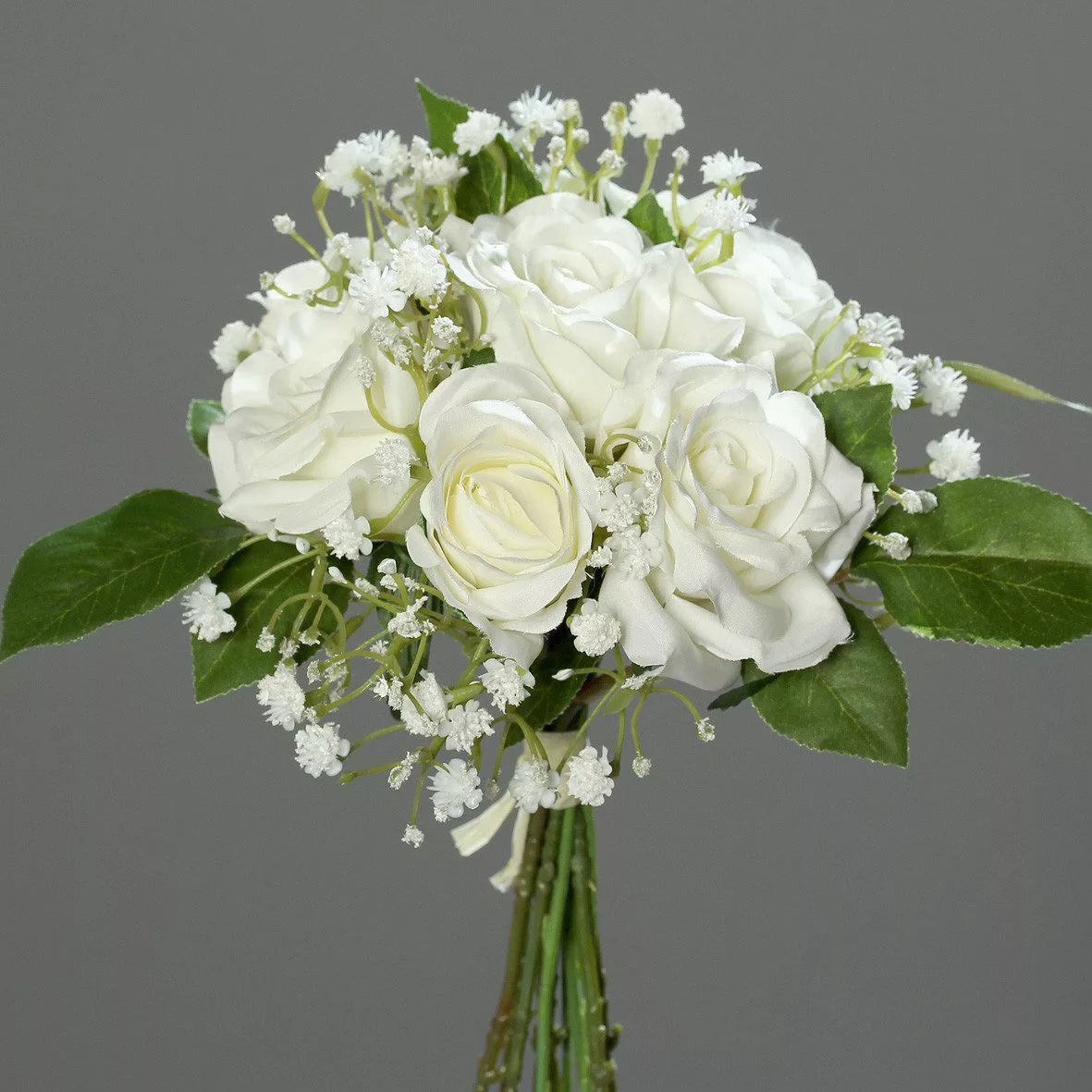 Kunstblumenstrauß Rosen-Schleierkraut-Bouquet 20cm, mucPlants günstig online kaufen