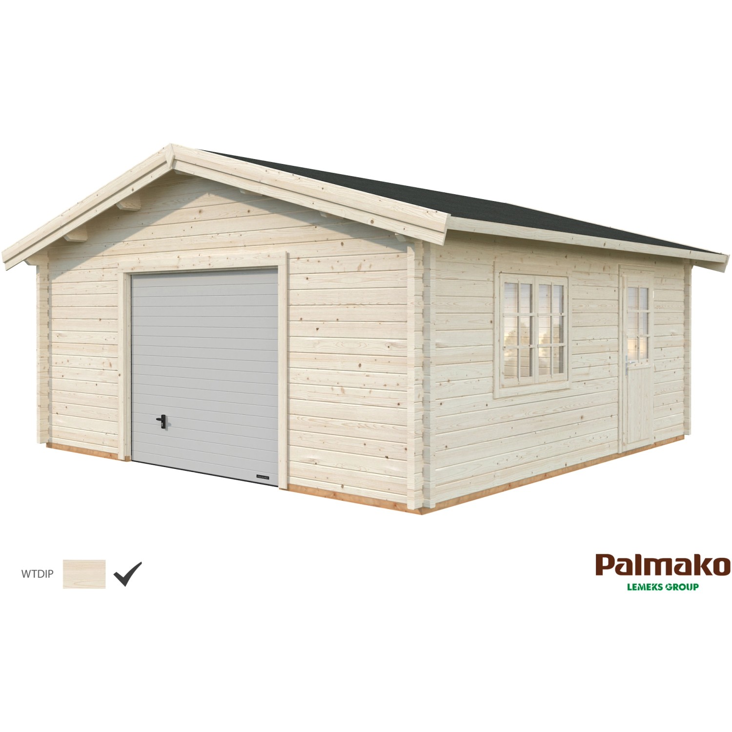 Palmako Holzgarage Roger mit Sektionaltor Klar tauchgrundiert 540 cm x 540 günstig online kaufen