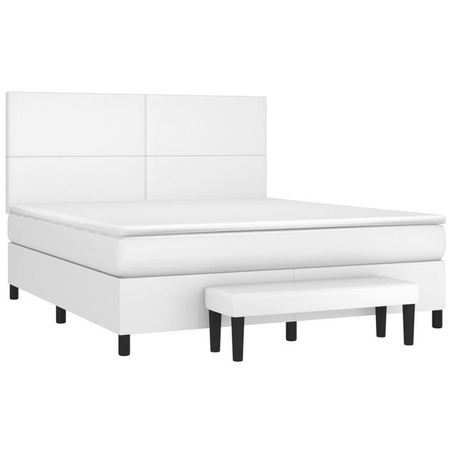 vidaXL Bett Boxspringbett mit Matratze Weiß 160x200 cm Kunstleder günstig online kaufen