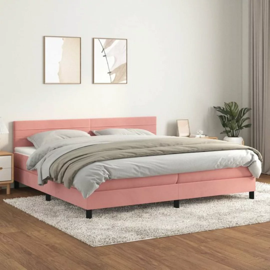 vidaXL Bettgestell Boxspringbett mit Matratze Rosa 200x200 cm Samt Bett Bet günstig online kaufen