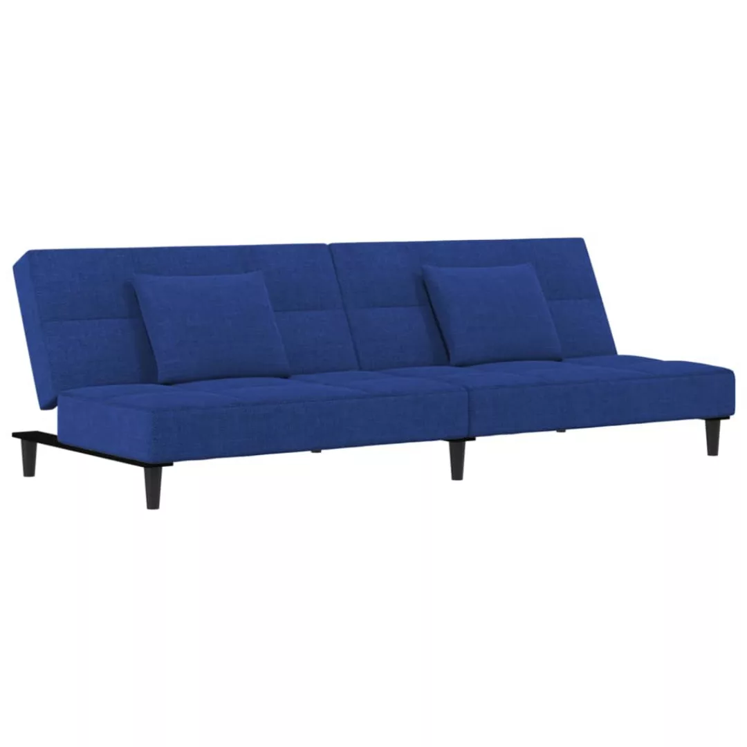 Vidaxl Schlafsofa 2-sitzer Mit 2 Kissen Blau Stoff günstig online kaufen