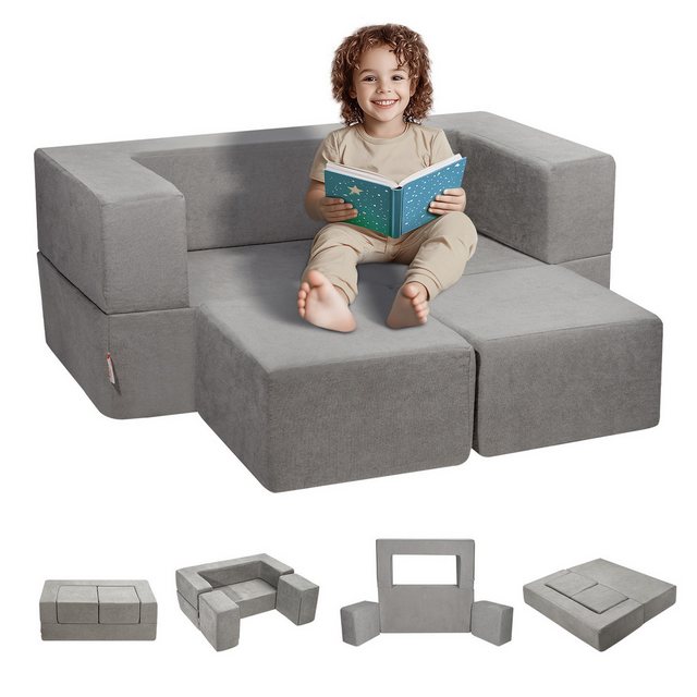 VEVOR Kindersofa mit abnehmbarem Bezug 90 kg belastbar, umwandelbares Kinde günstig online kaufen