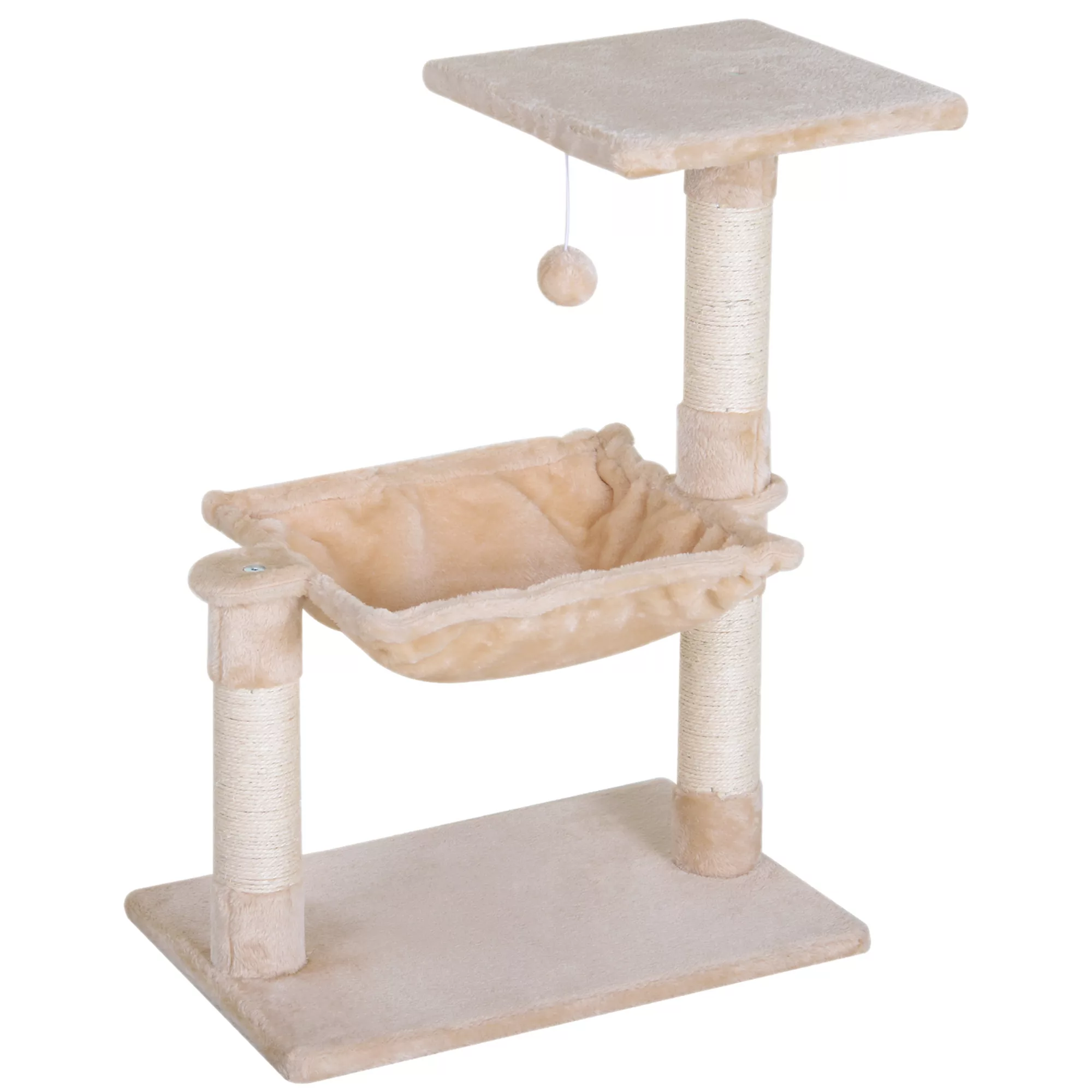 PawHut Kletterbaum Beige  Katzenbaum Kratzbaum mit Sisalsäule & Plüsch-Häng günstig online kaufen