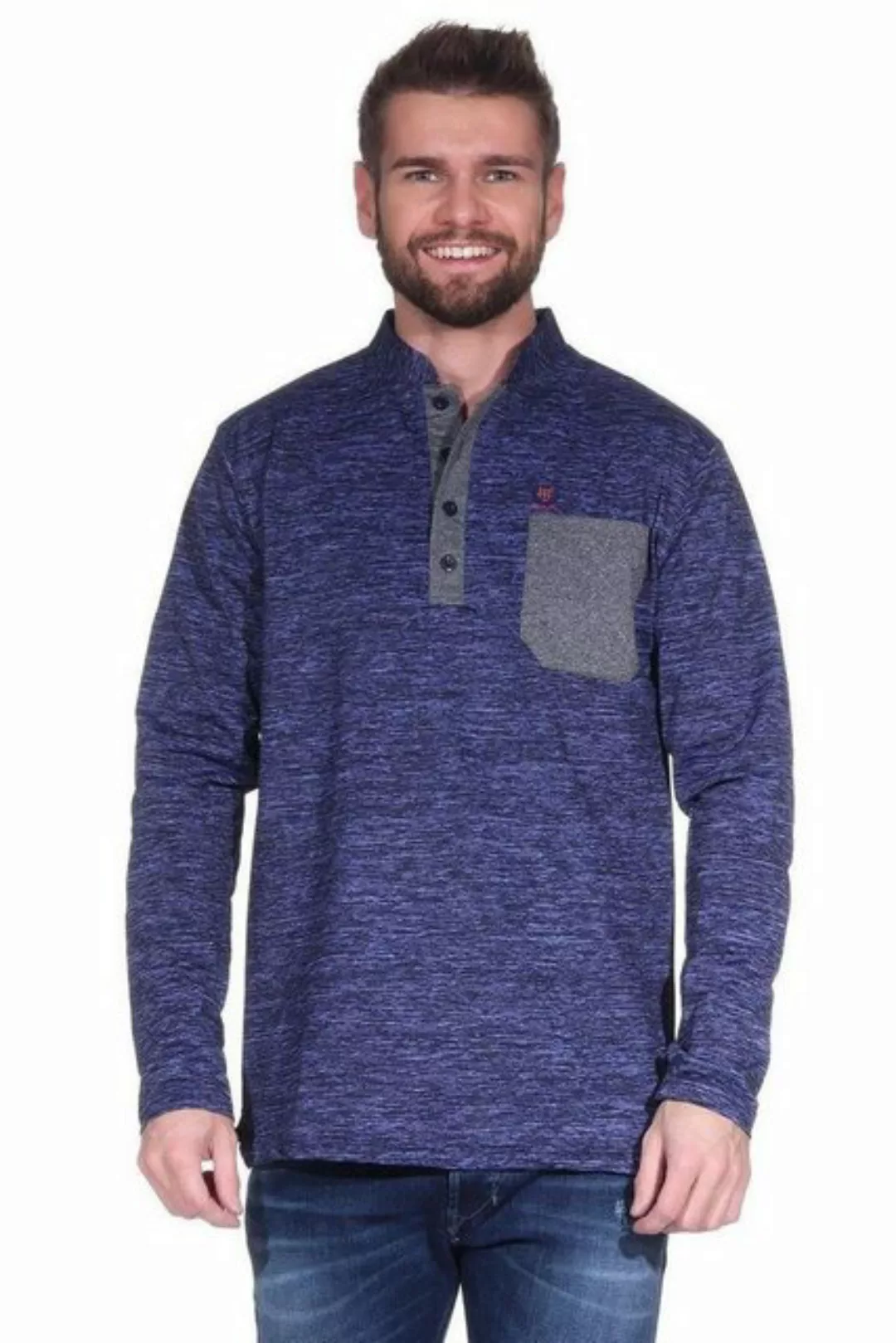 EloModa Langarmshirt Herren Basic Langarm Shirt Stehkragen, (1-tlg) günstig online kaufen
