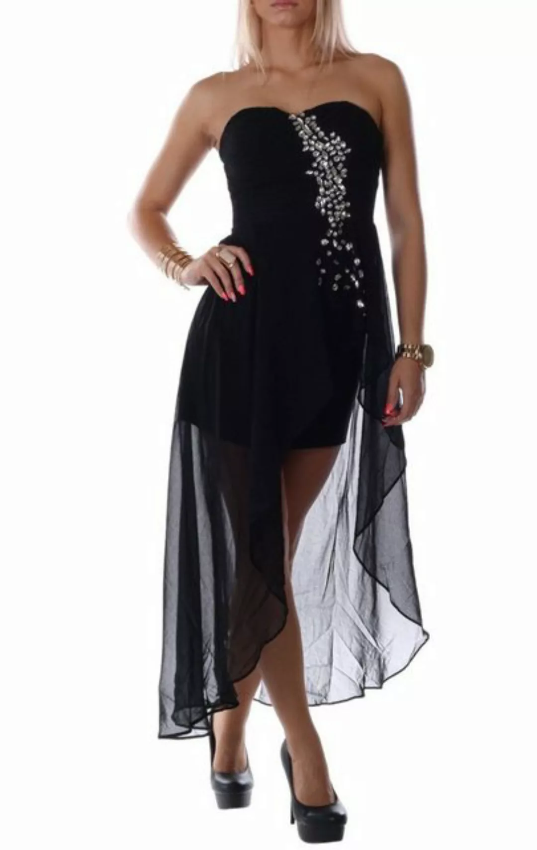 Charis Moda Abendkleid Cocktailkleid mit Chiffonschleier und Glitzersteinch günstig online kaufen