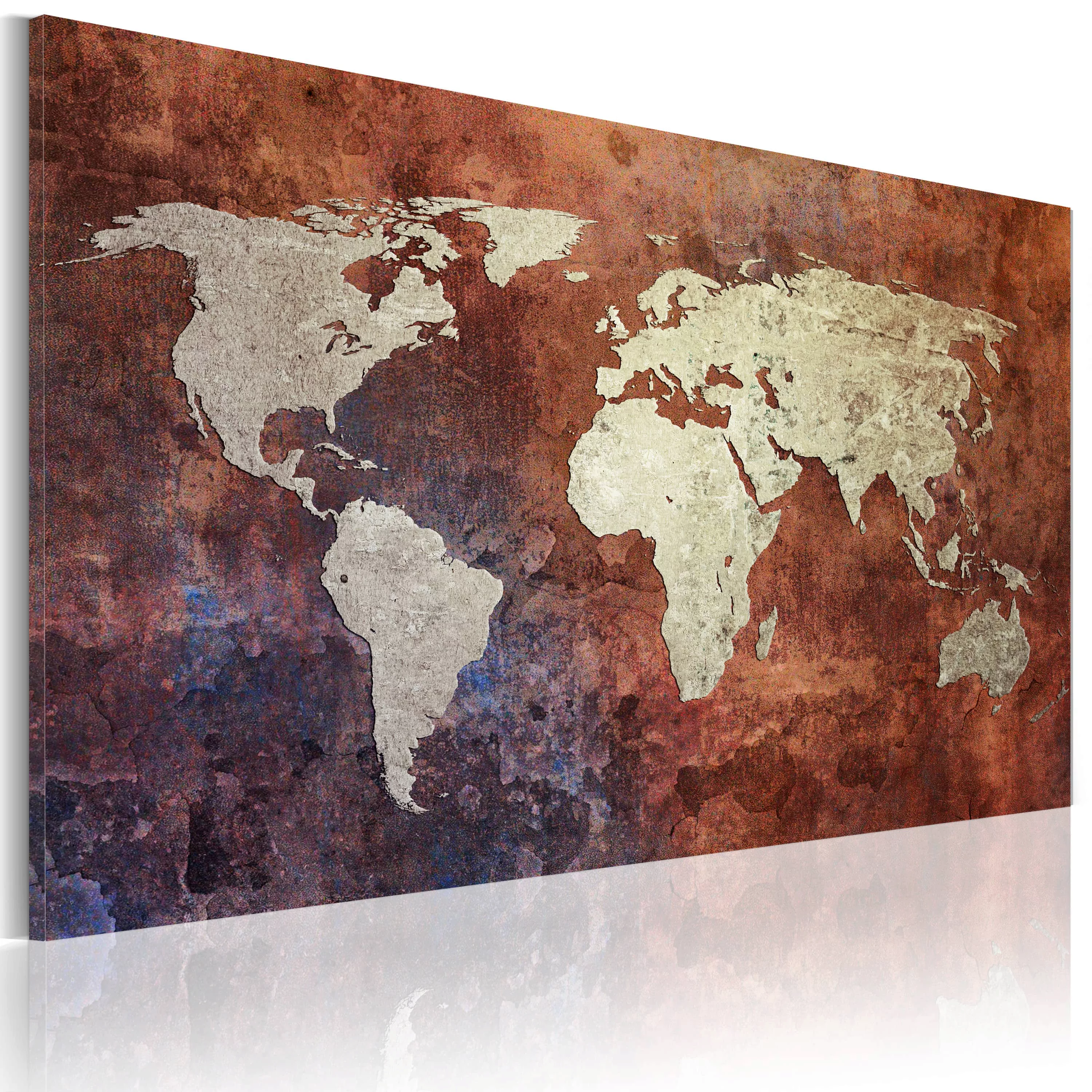 Wandbild - Rostfarbene Weltkarte günstig online kaufen