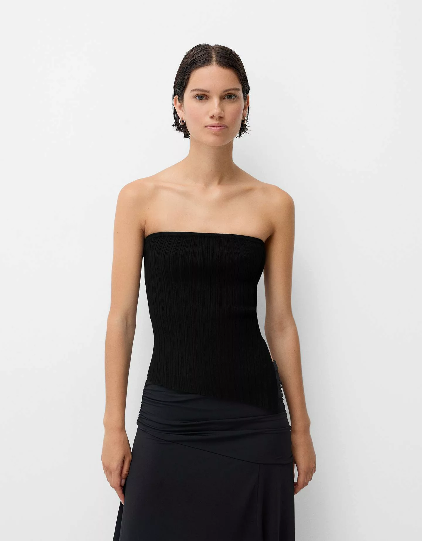 Bershka Asymmetrisches Bandeau-Top Damen Xs Schwarz günstig online kaufen