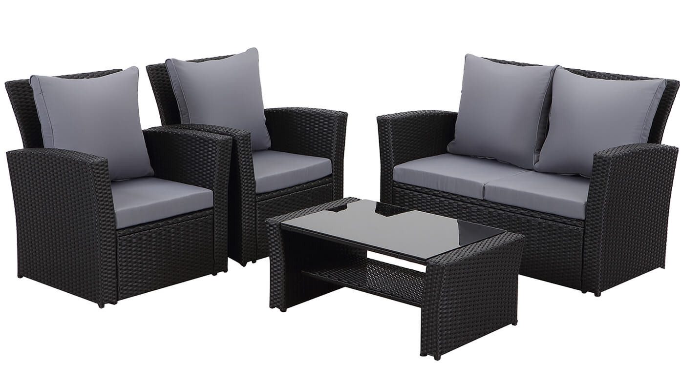 MeXo Gartenlounge-Set, (Gartenmöbel-Set Sitzgruppe, 4-tlg., 2-Sitzer günstig online kaufen