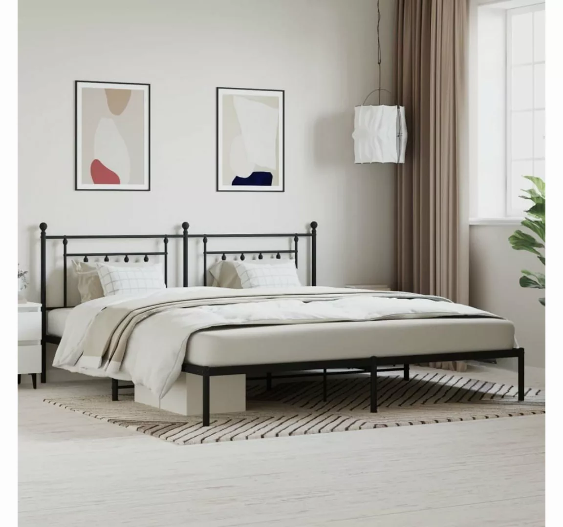 furnicato Bett Bettgestell mit Kopfteil Metall Schwarz 193x203 cm günstig online kaufen