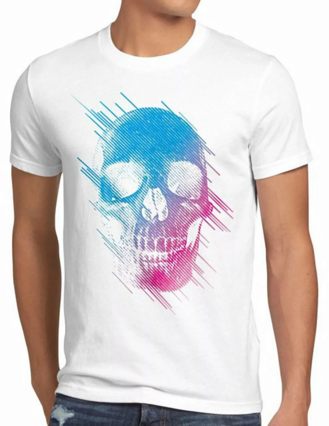style3 Print-Shirt Herren T-Shirt Neon Skull totenkopf schädel rocker hipst günstig online kaufen