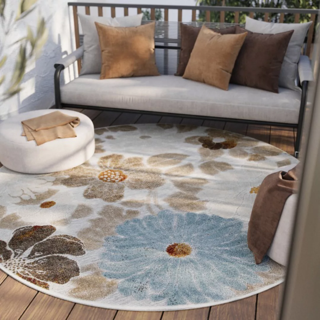 Wecon home Outdoorteppich »Beach Flower«, rund, 5 mm Höhe, für Innen & Auße günstig online kaufen