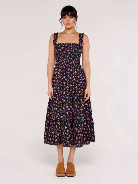 Apricot Midikleid Spaced Ditsy Smocked Tiered Dress, mit Blumendruck, mit S günstig online kaufen