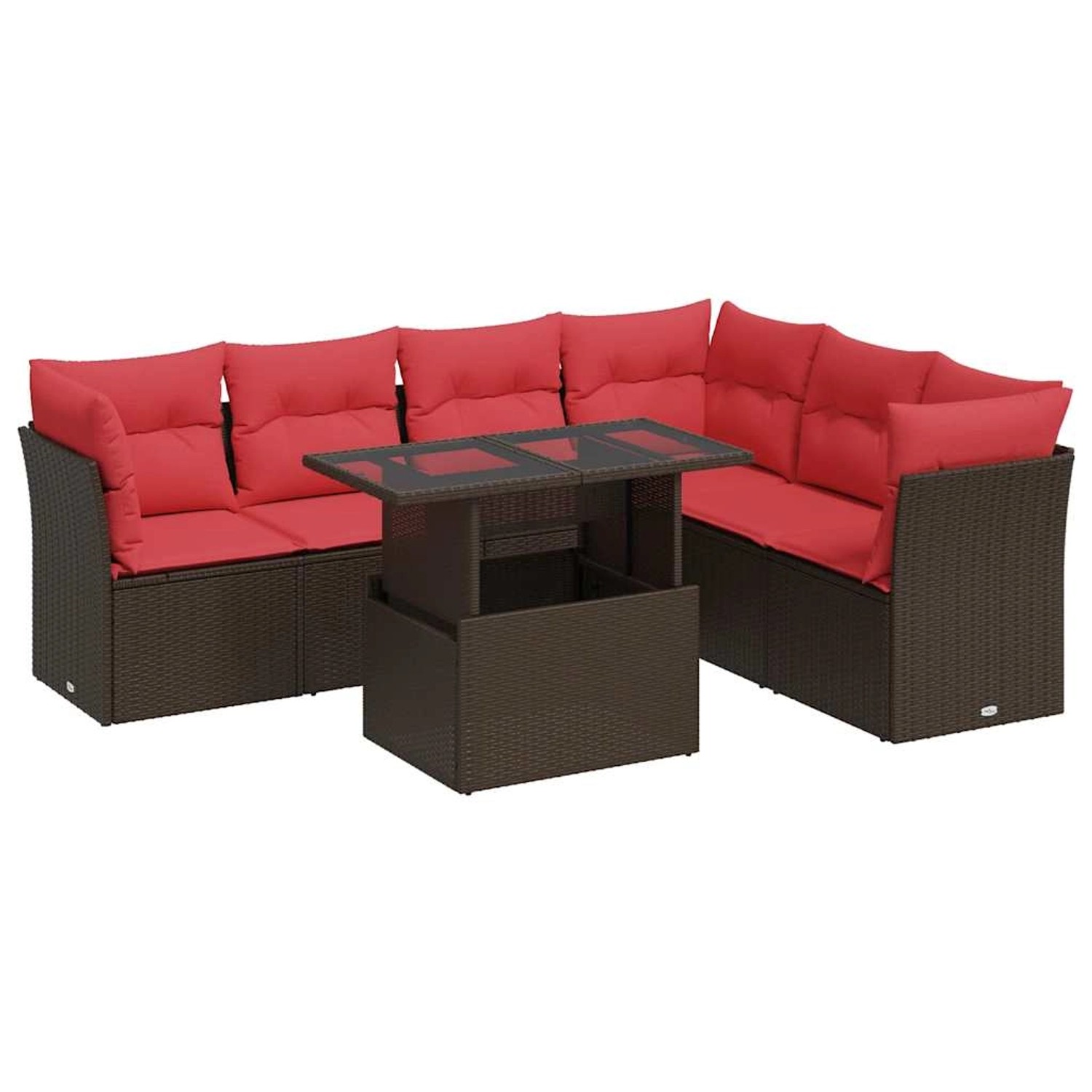 vidaXL 7-Tlg Garten-Sofagarnitur mit Kissen Braun Poly Rattan Akazie 332617 günstig online kaufen