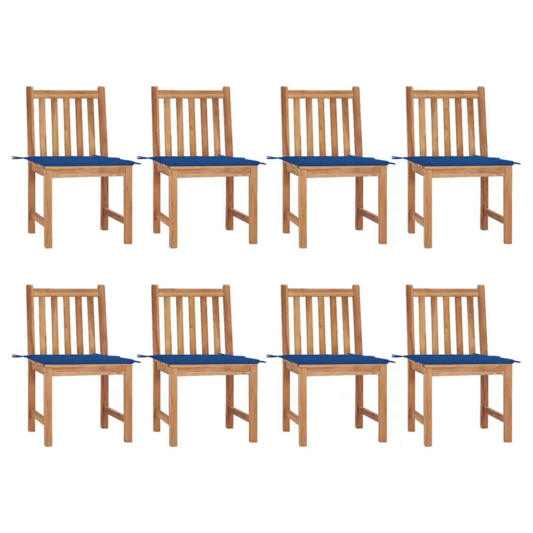 Gartenstühle 8 Stk. Mit Kissen Massivholz Teak günstig online kaufen
