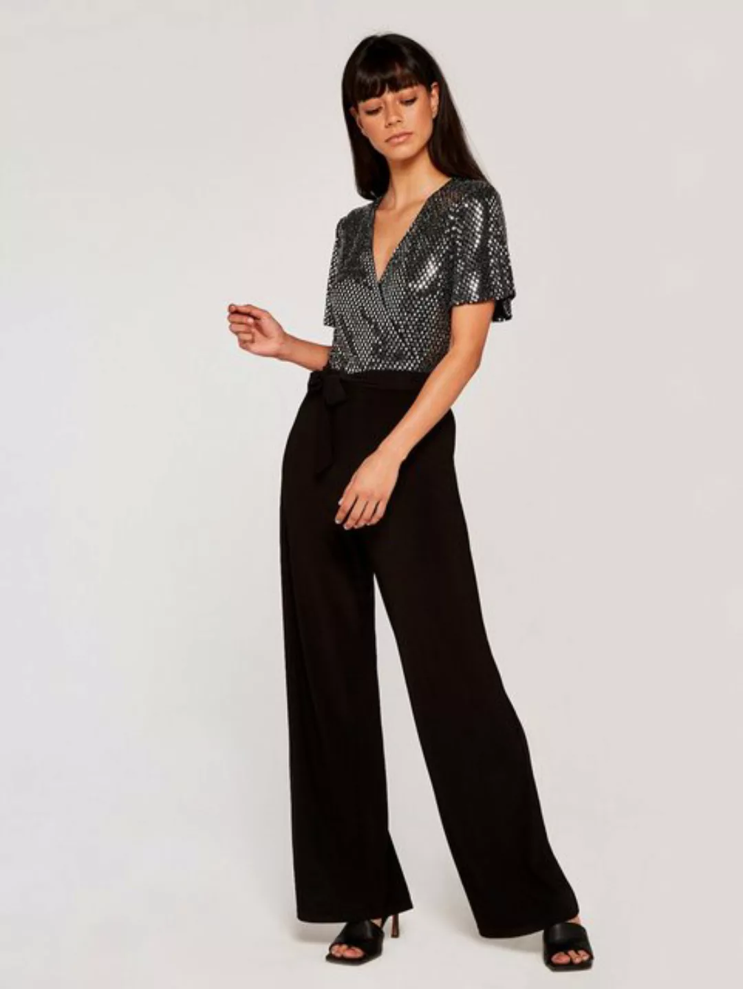 Apricot Jumpsuit Party-Overall, mit Pailletten günstig online kaufen