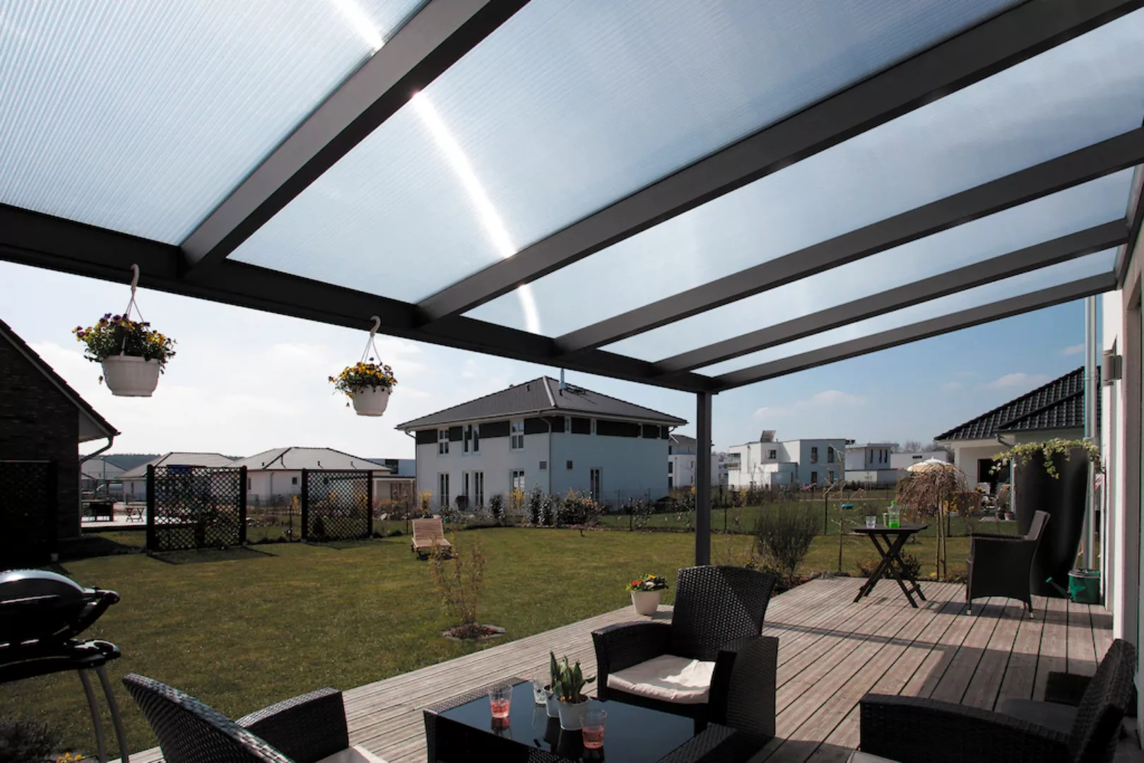 Terrassenüberdachung Genua 434 x 307 cm Aluminium Anthrazit günstig online kaufen