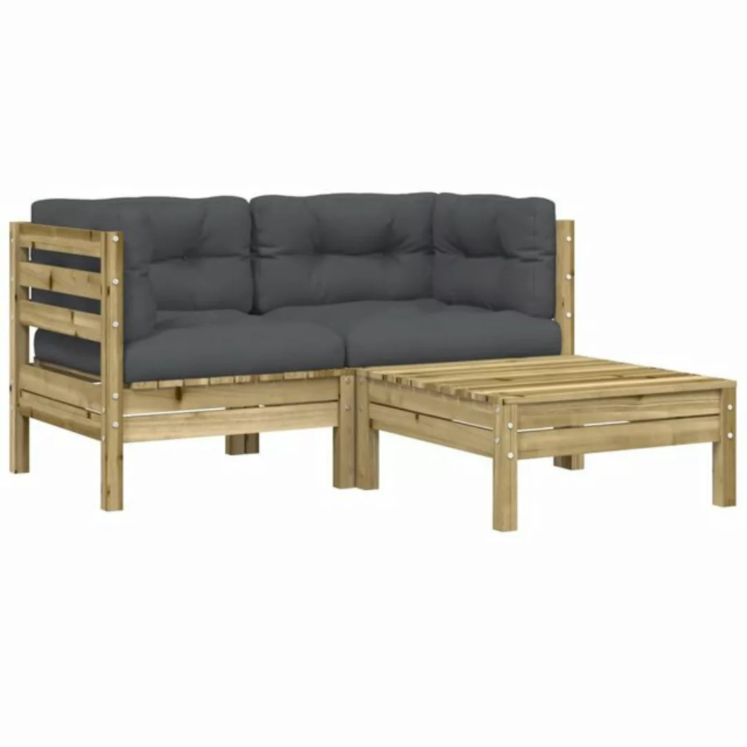 vidaXL Sofa, Gartensofa mit Kissen und Hocker 2-Sitzer günstig online kaufen