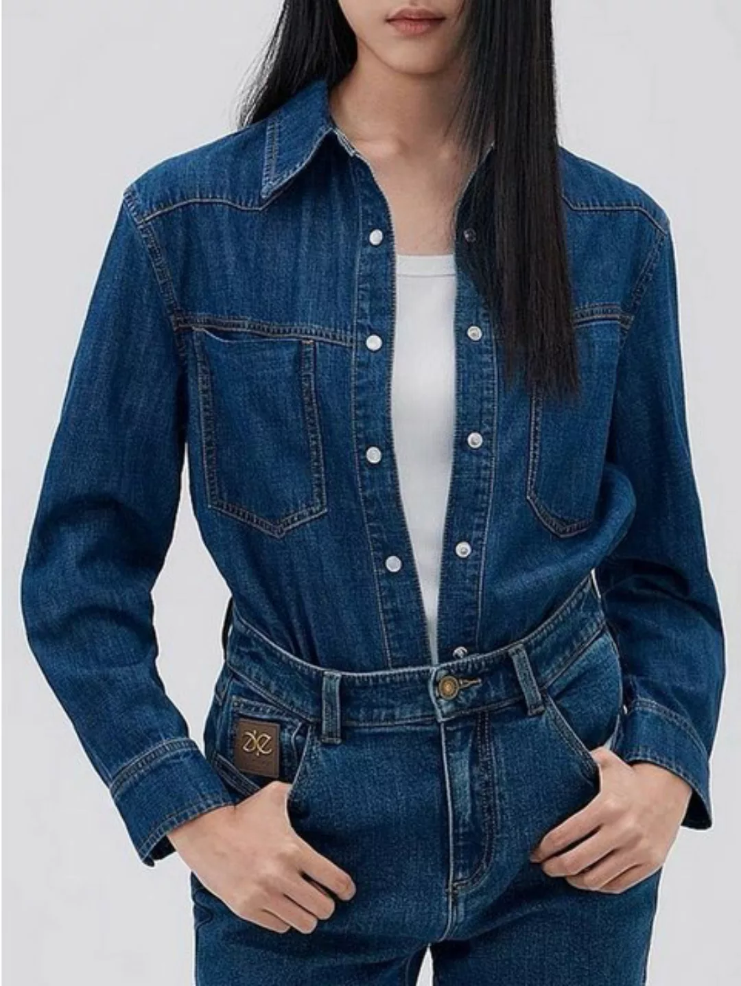 RUZU UG Blusentop Hemdbluse Retro-Jeanshemd Damenhemd Vielseitiges günstig online kaufen