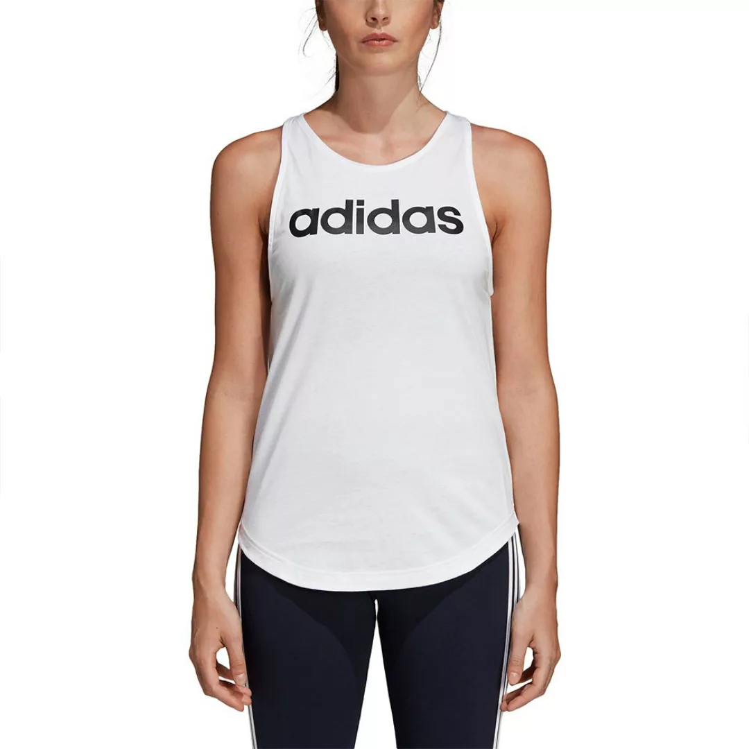 Adidas Essentials Linear Loose Ärmelloses T-shirt 2XS White / Black günstig online kaufen