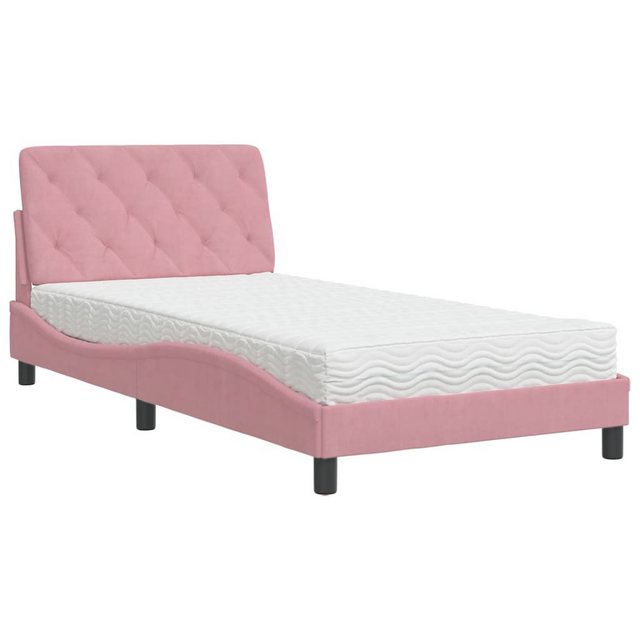 vidaXL Bett Bett mit Matratze Rosa 100x200 cm Samt günstig online kaufen