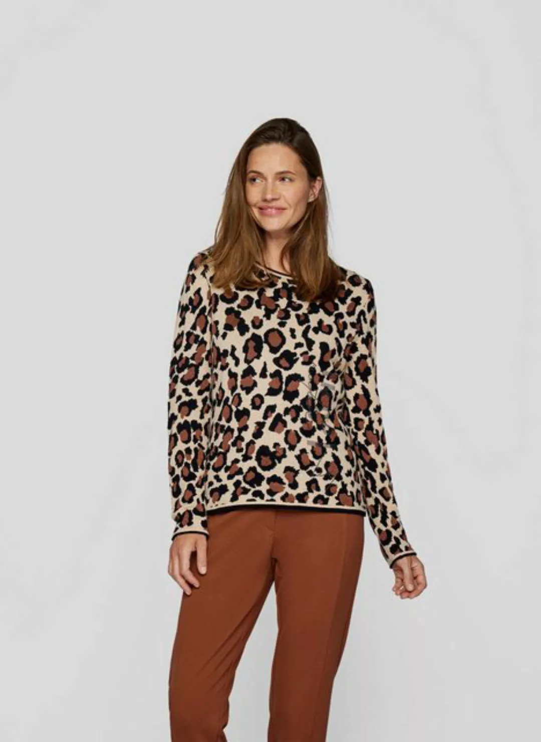 Rabe Strickpullover RABE Glamouröser Animal-Print Pullover mit Strassdetail günstig online kaufen