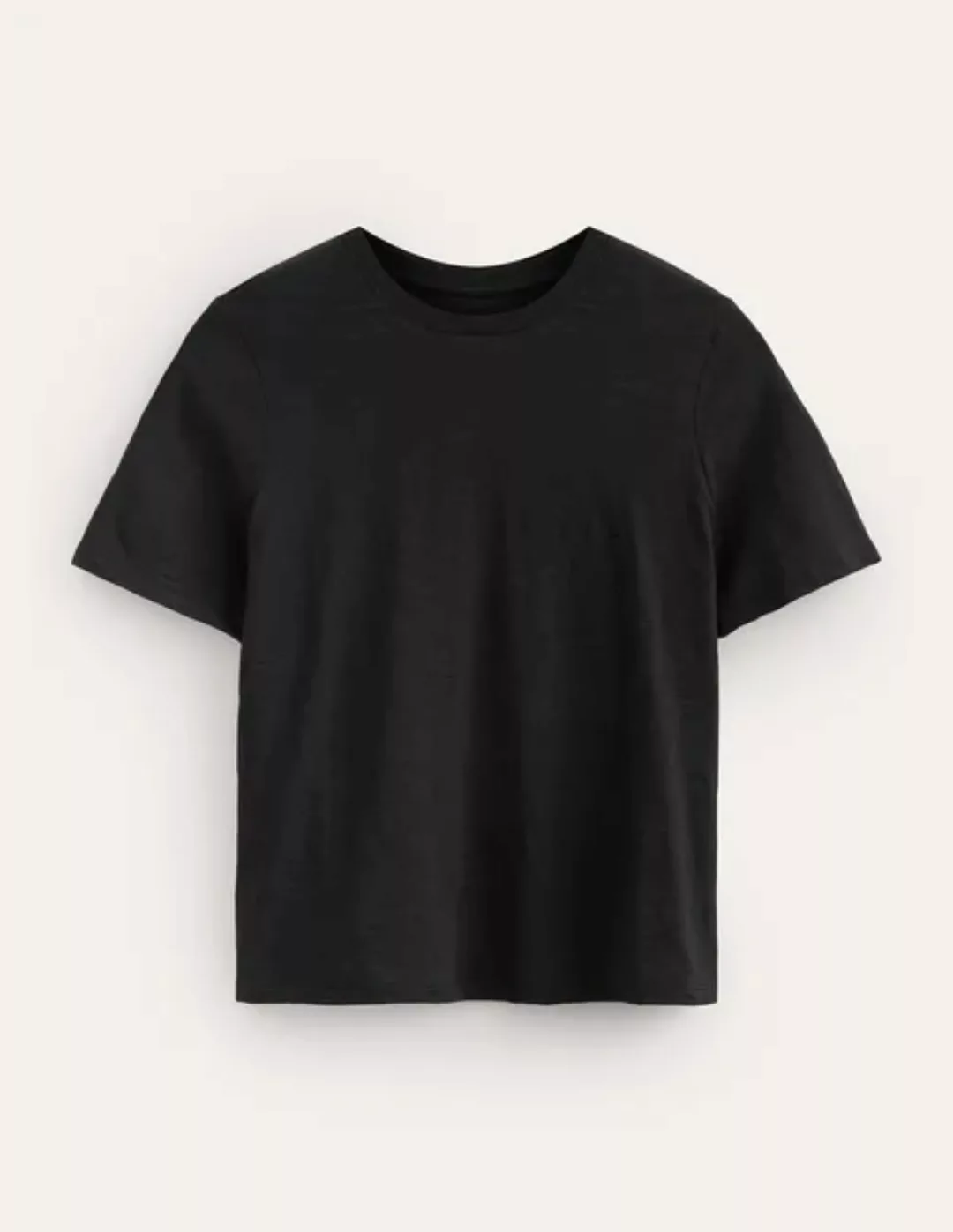 Baumwoll-T-Shirt mit Rundhalsausschnitt Damen Boden, Schwarz günstig online kaufen