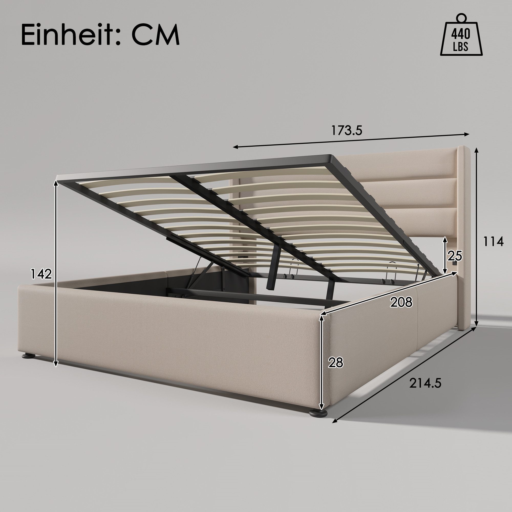 STILVORA Polsterbett 160x200 Hydraulisch Stauraumbett Doppelbett günstig online kaufen