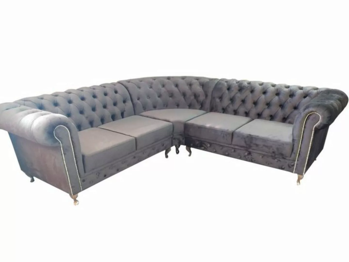 JVmoebel Ecksofa Graues Chesterfield L-Form Sofa Designer Polster Ecksofa T günstig online kaufen