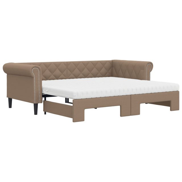 vidaXL Bett, Tagesbett Ausziehbar mit Matratzen Braun 90x200 cm Kunstleder günstig online kaufen