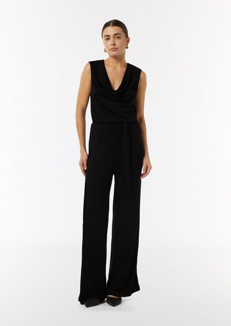 Comma Overall Jersey-Jumpsuit mit Wasserfall-Ausschnitt Raffung günstig online kaufen