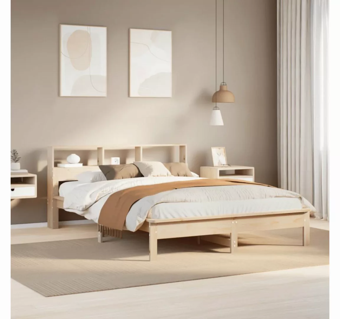 vidaXL Bett, Massivholzbett ohne Matratze 135x190 cm Kiefernholz günstig online kaufen