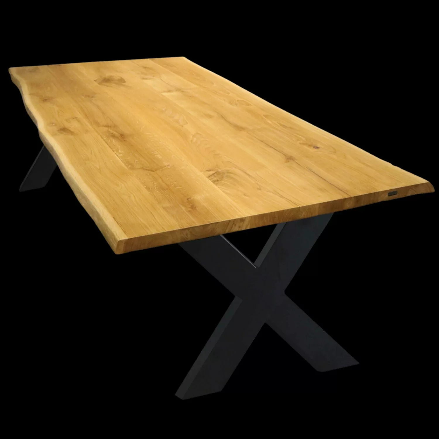 holz4home Tischplatte 200x100 cm mit Baumkante aus Massiver Eiche inkl. X T günstig online kaufen