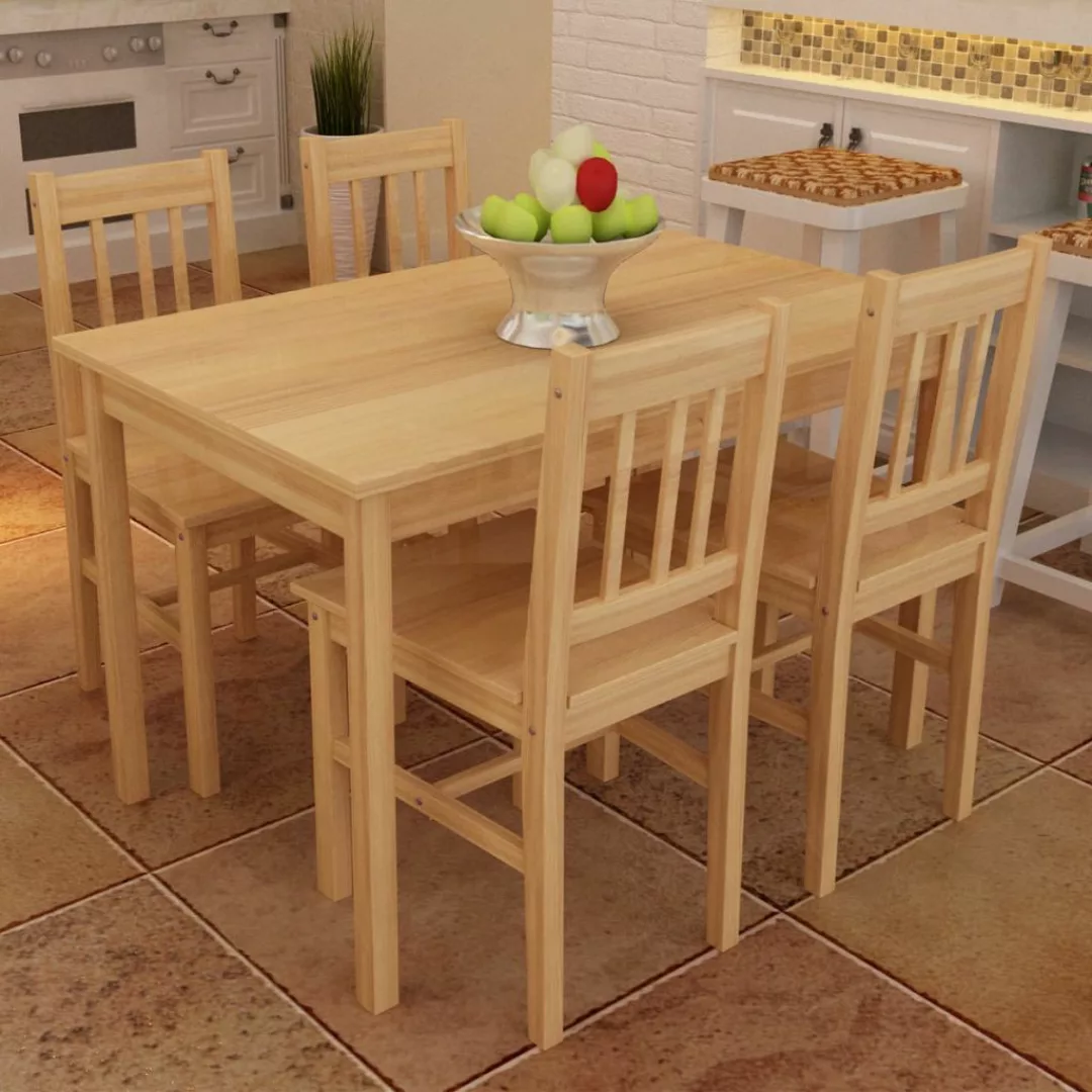 Esstisch Holztisch Mit 4 Holzstühlen Esszimmerset Essgruppe günstig online kaufen