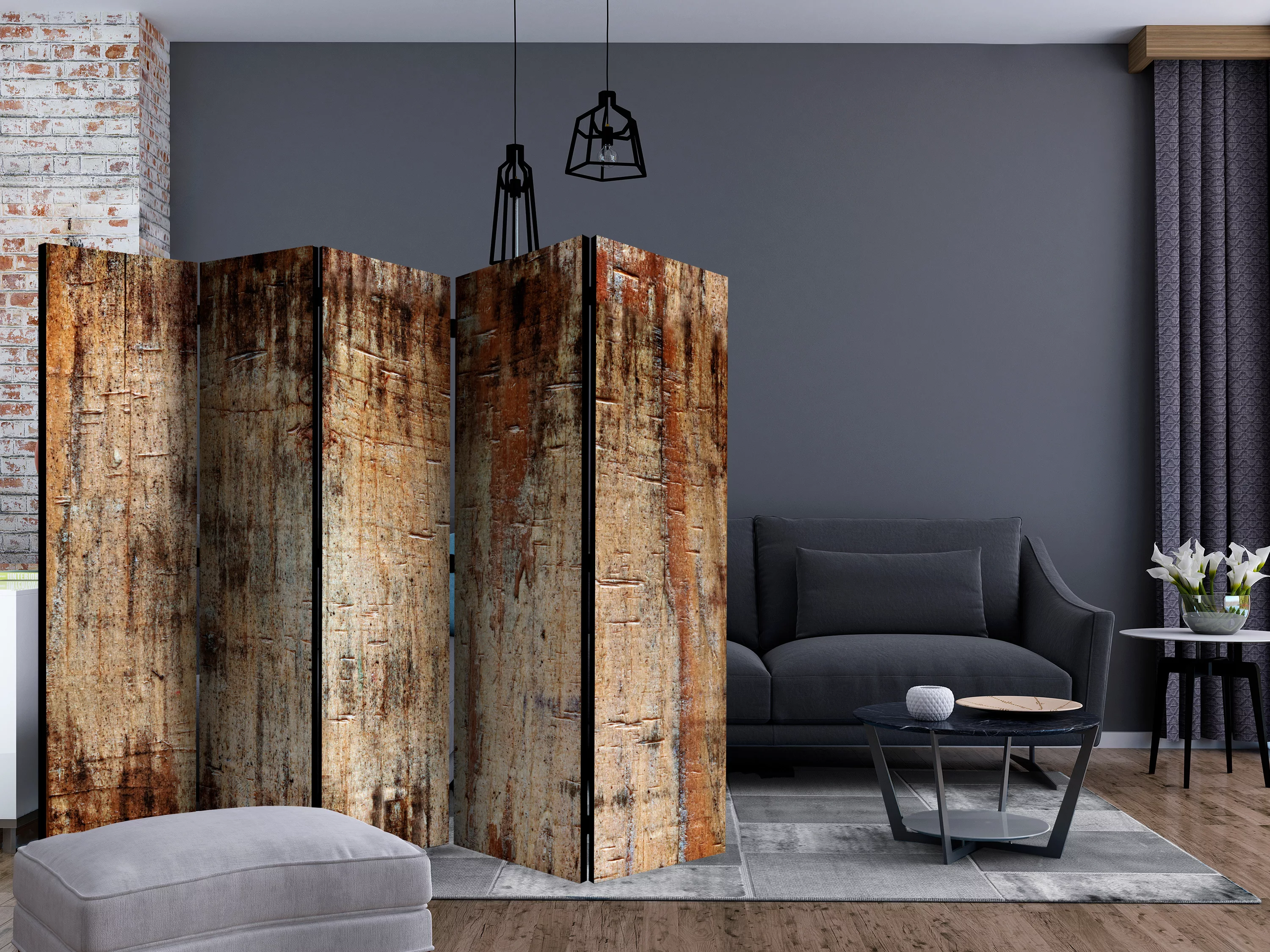 5-teiliges Paravent - Tree Bark Ii [room Dividers] günstig online kaufen