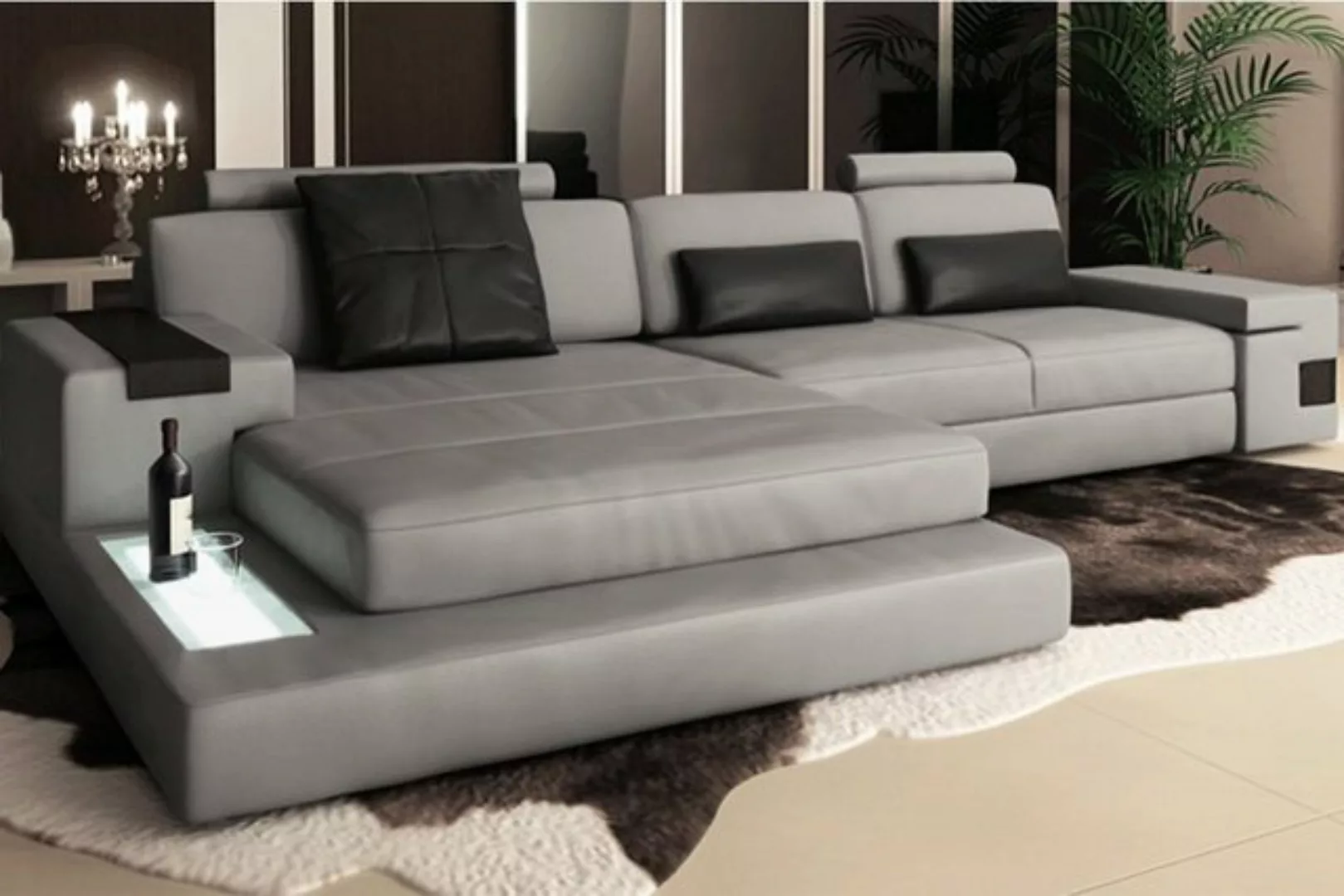 JVmoebel Ecksofa, Design Ecksofa Sofa Couch Polster Eckgarnitur Ledersofa S günstig online kaufen