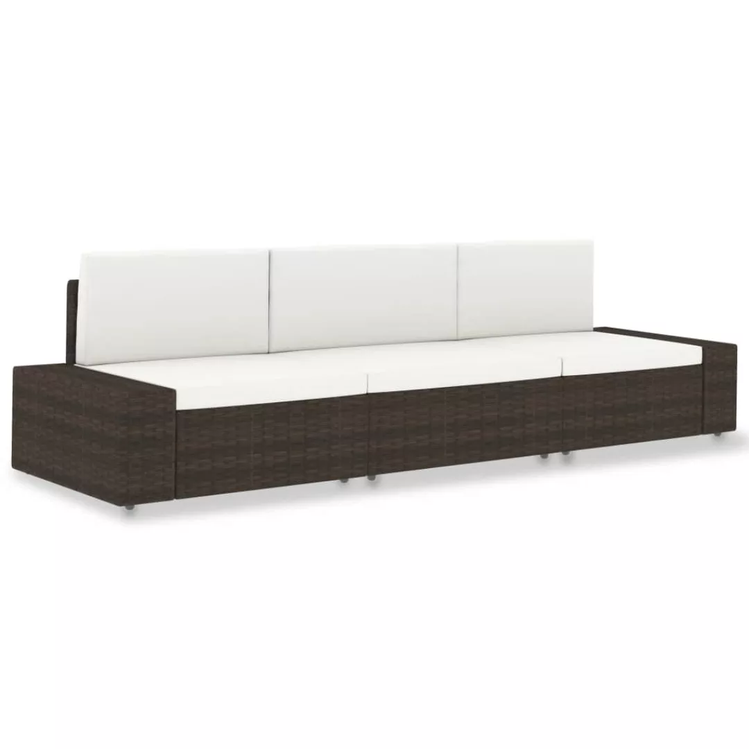 Modulares 3-sitzer-sofa Poly Rattan Braun günstig online kaufen