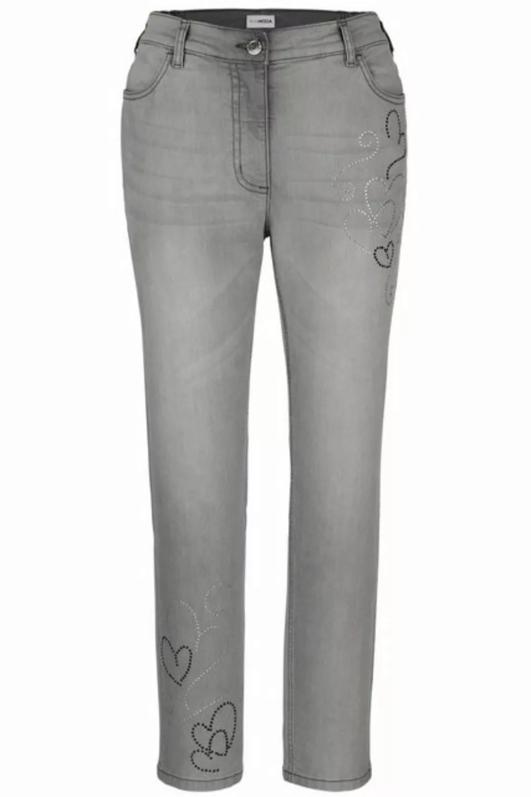 MIAMODA Röhrenjeans 7/8-Jeans Slim Fit Glitzerherzchen 4-Pocket günstig online kaufen