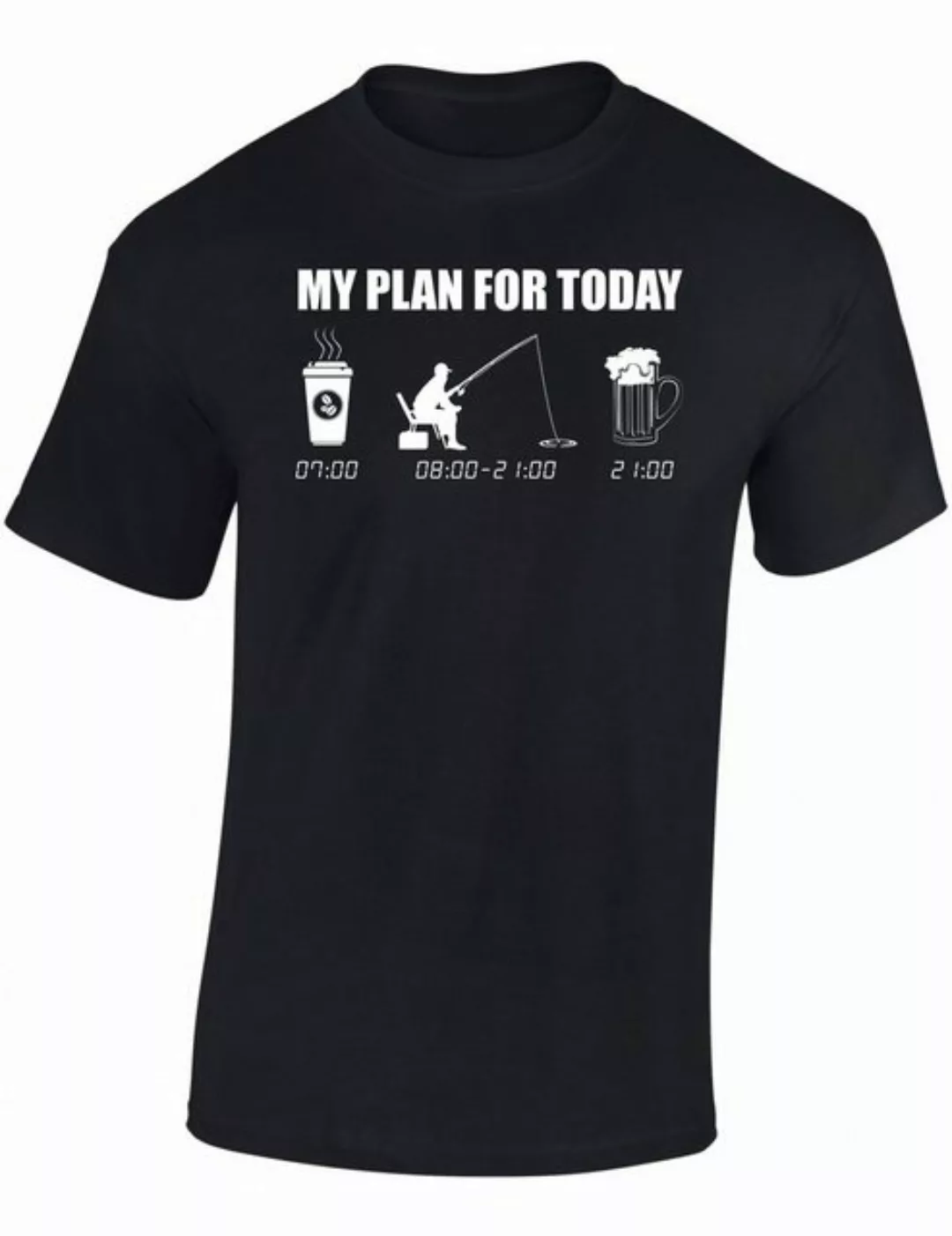 Baddery Print-Shirt Angel Tshirt: "My plan for today: Angeln" - Angler T-Sh günstig online kaufen