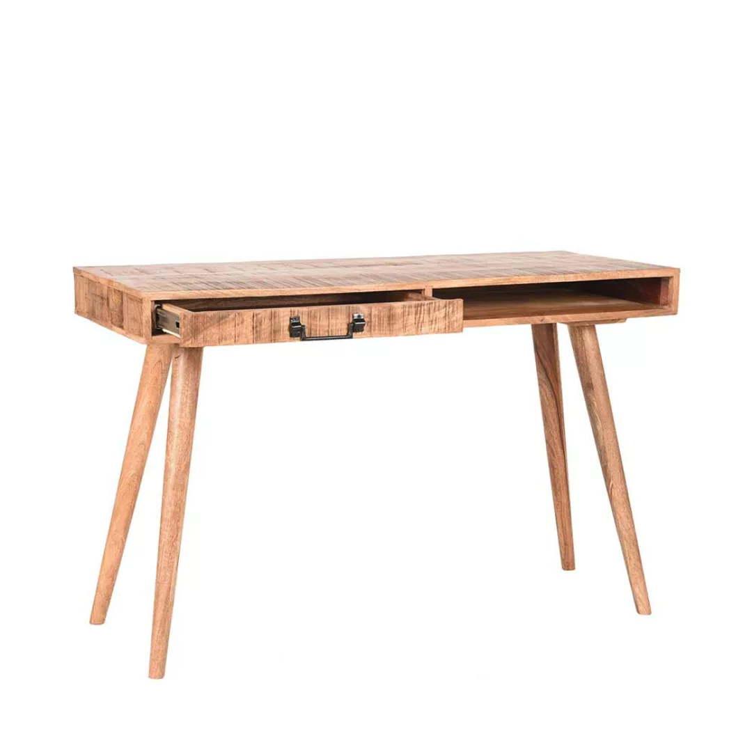 Loft Design Schreibtisch aus Mangobaum Massivholz einer Schublade günstig online kaufen