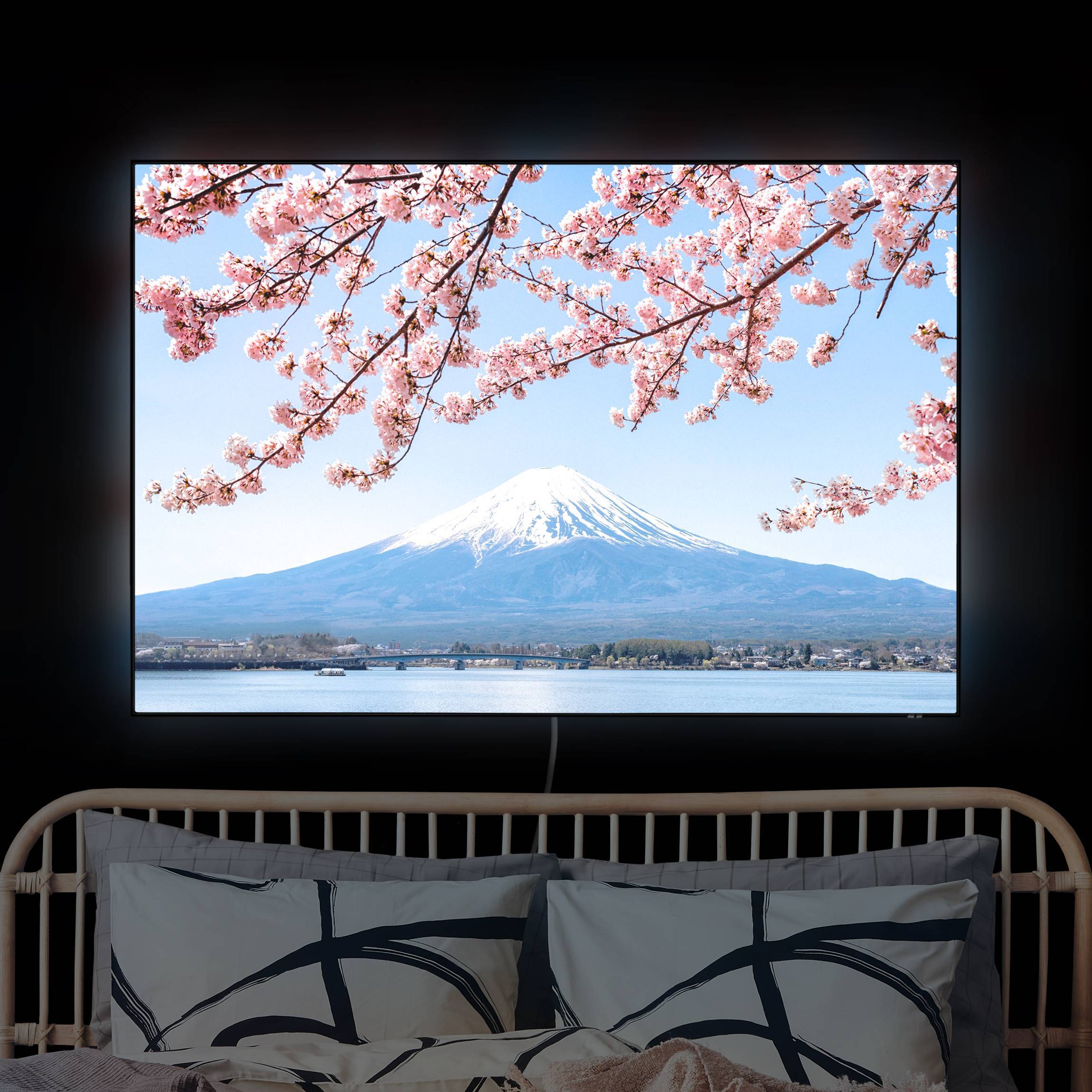 LED-Wechselbild Kirschblüten mit Berg Fuji günstig online kaufen