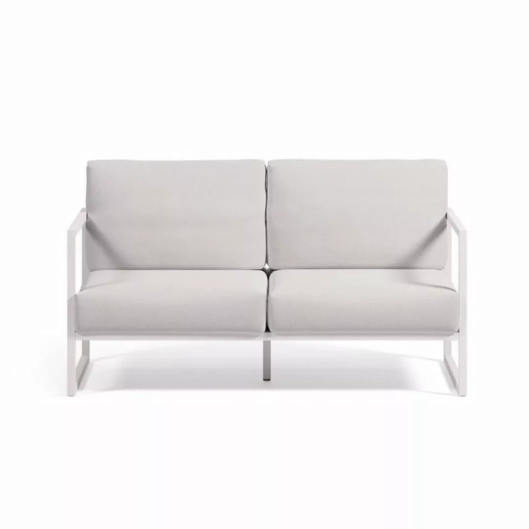 Natur24 Sofa Outdoor 2-Sitzer-Sofa weiß 152 x 85 x 85 cm Sitzgarnitur Couch günstig online kaufen