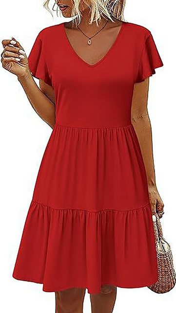 BlauWave Blusenkleid Damen Kleider Freizeit Einfarbig Sommerkleid (1-tlg., günstig online kaufen