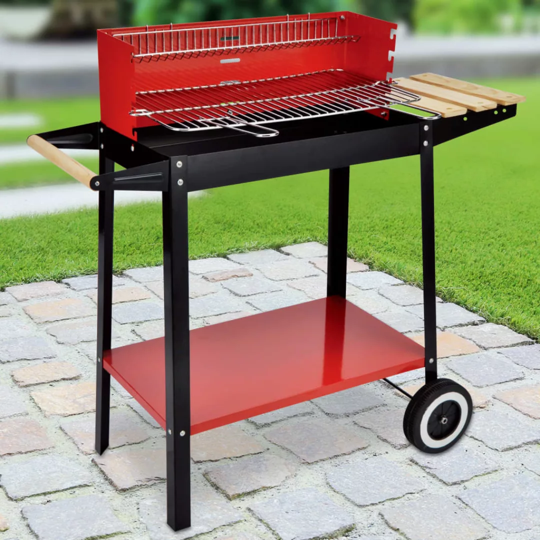 Hi Holzkohle-grillwagen 88x44x83 Cm Rot günstig online kaufen