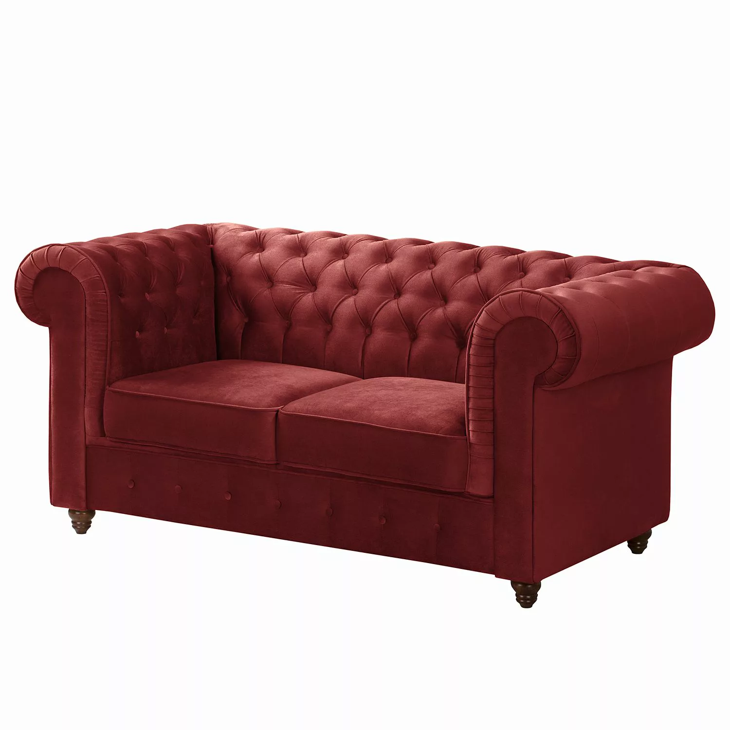 home24 Maison Belfort Sofa Pintano 2-Sitzer Rot Samt 177x77x92 cm günstig online kaufen