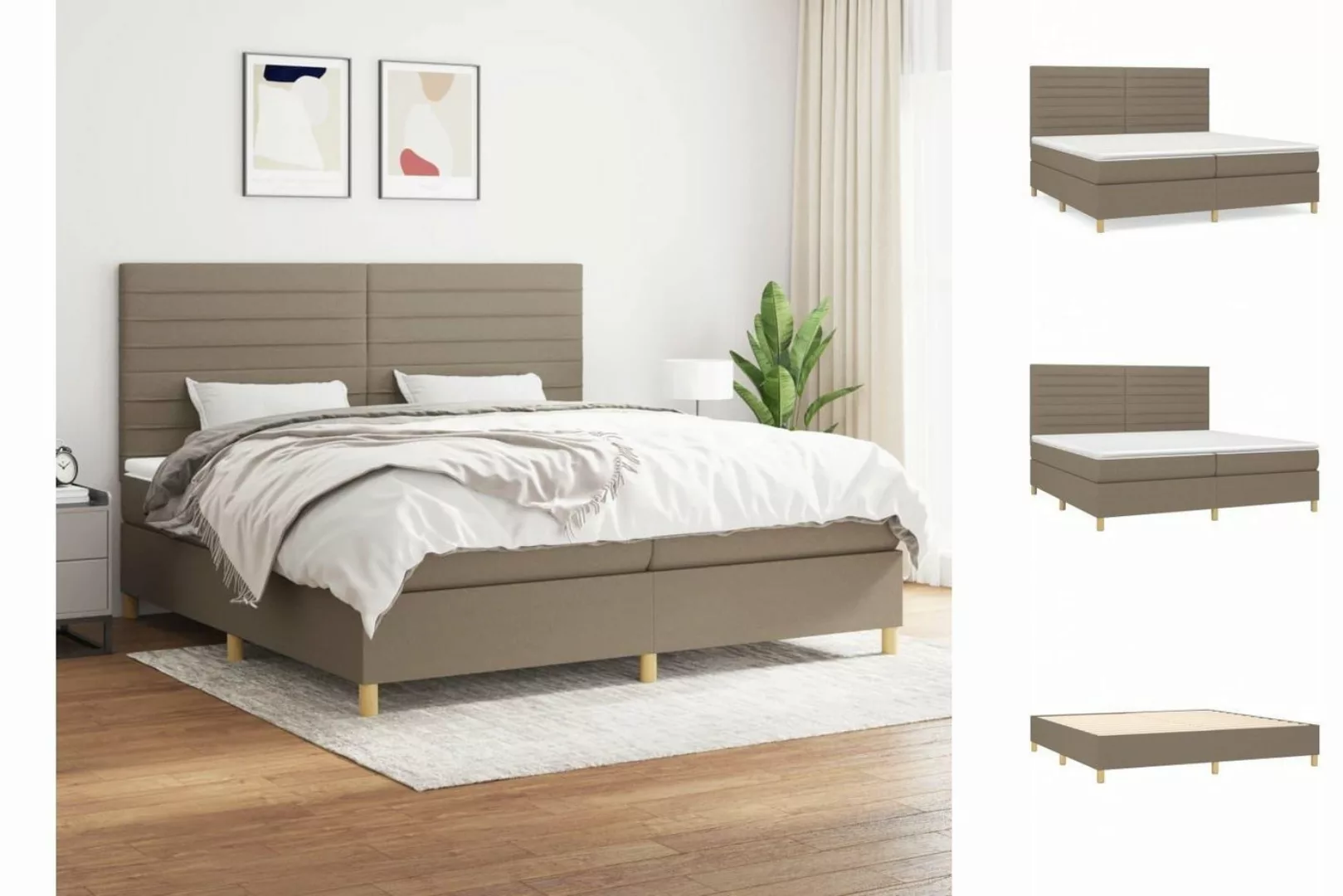 vidaXL Boxspringbett Boxspringbett mit Matratze Taupe 200x200 cm Stoff Bett günstig online kaufen