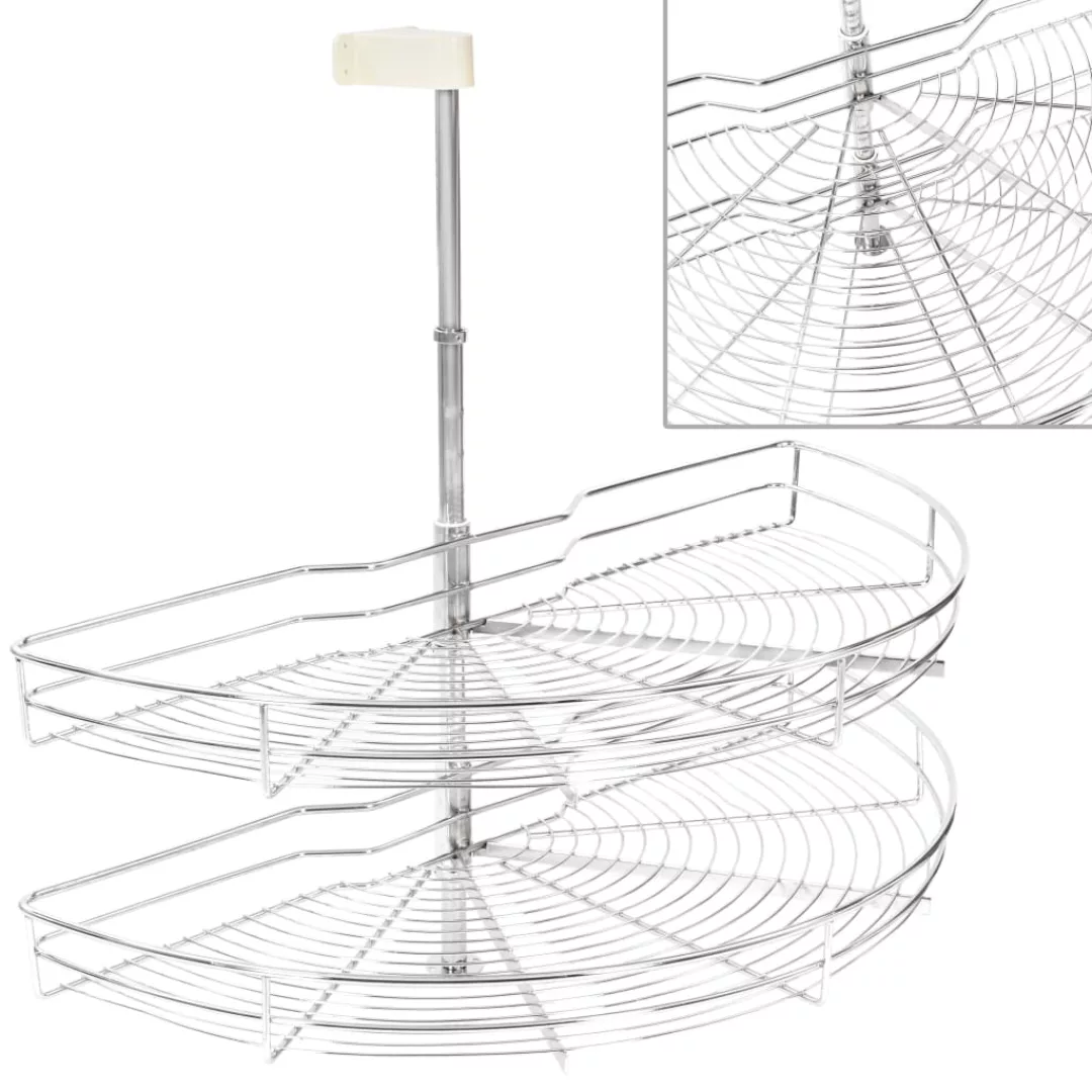 2-stufiger Küchen-drahtkorb Silbern 180 Grad 85x44x80 Cm günstig online kaufen