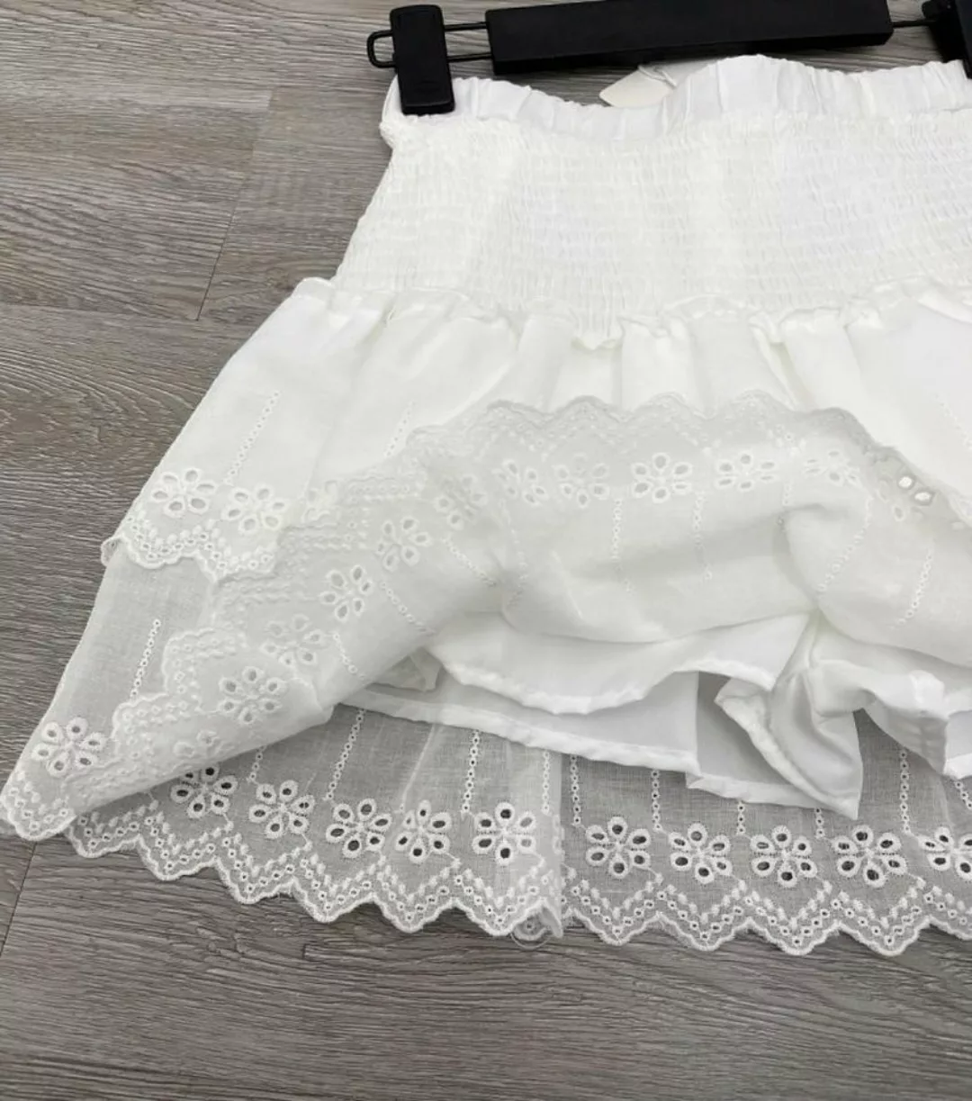 FIDDY A-Linien-Kleid Rock aus kontrastierendem Mesh mit Spitzensaum vorne günstig online kaufen